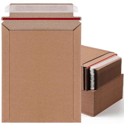 Fainne 7 x 9 Inch Brown Rigid Mailers Bulk Flat Cardboard Envelopes Self Adhesive Photo Cardboard Shipping Bag for Office Mailing Document Photography Letters Packaging Supplies(Kraft Color)