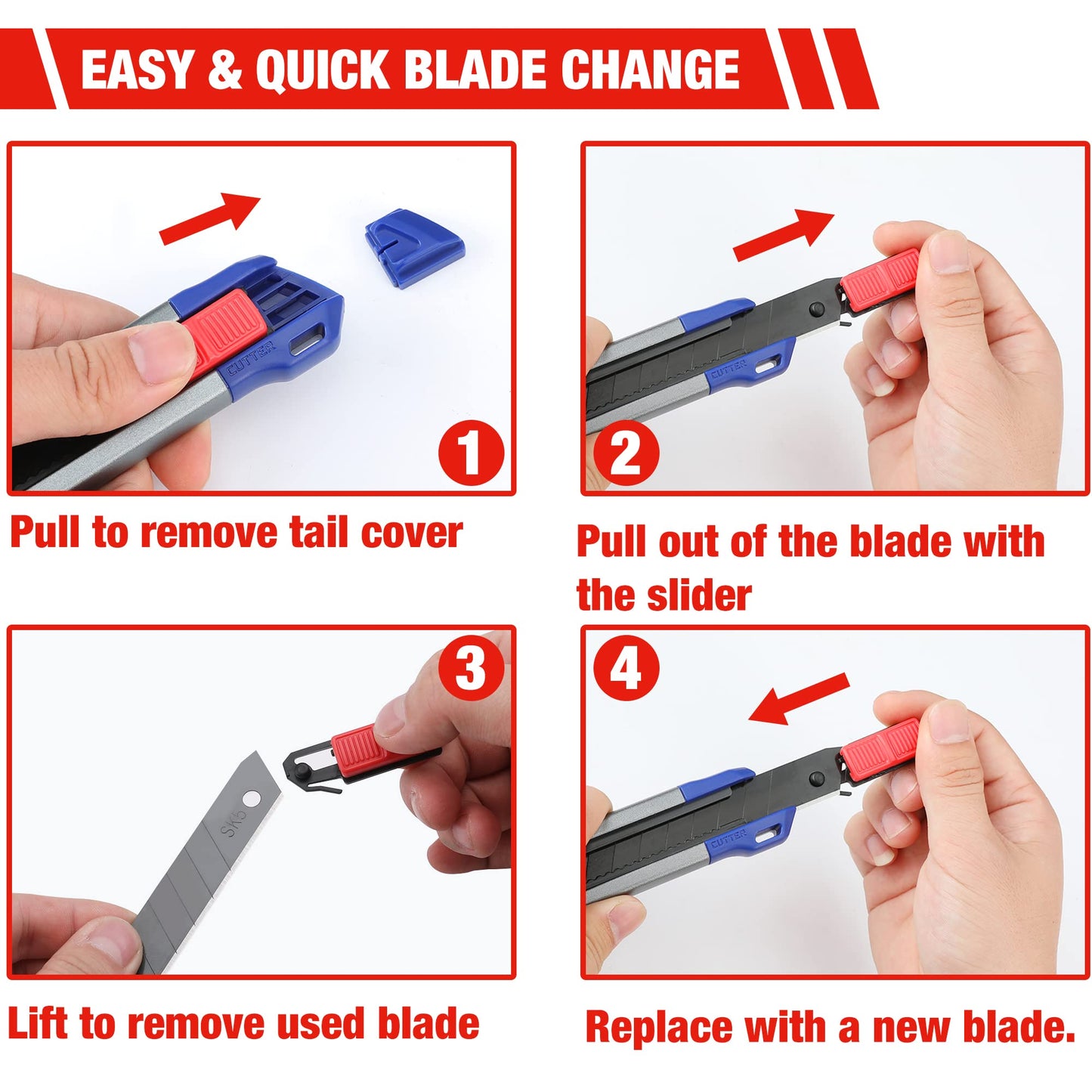 WORKPRO 18mm Retractable Utility Knife with 10-Piece SK5 Blades