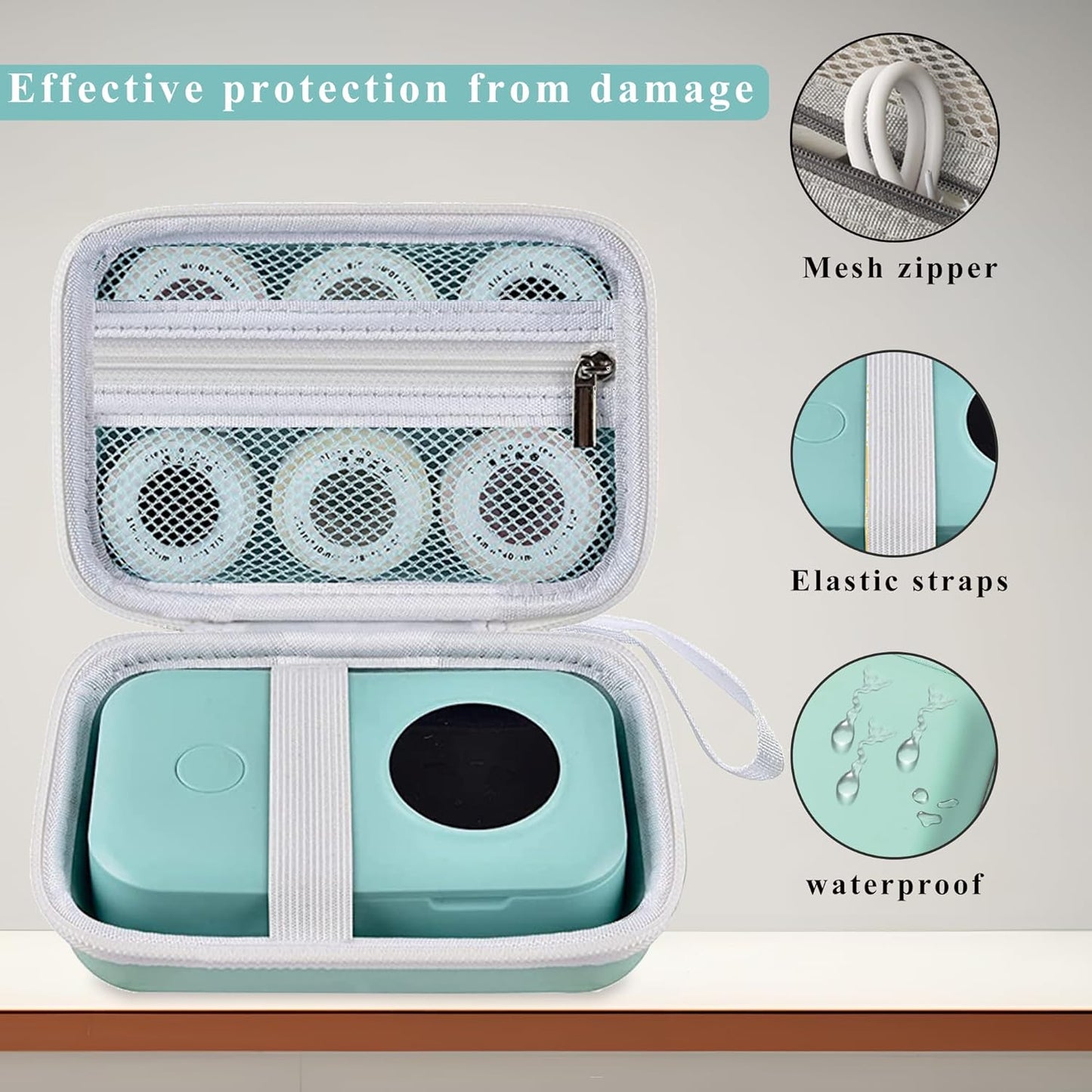 TUGUAI Label Maker Case - Hard Carrying Storage Organizer for Phomemo D30 & NiiMbot D11 | Green Box Only