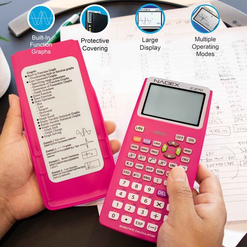 Scientific Calculator with Graph Functions for College and High School Students, Engineering, Advanced Mathematics, Calculus, Algebra, Geometery, Trigonometry, Statistics, Physics, Chemistry - Pink