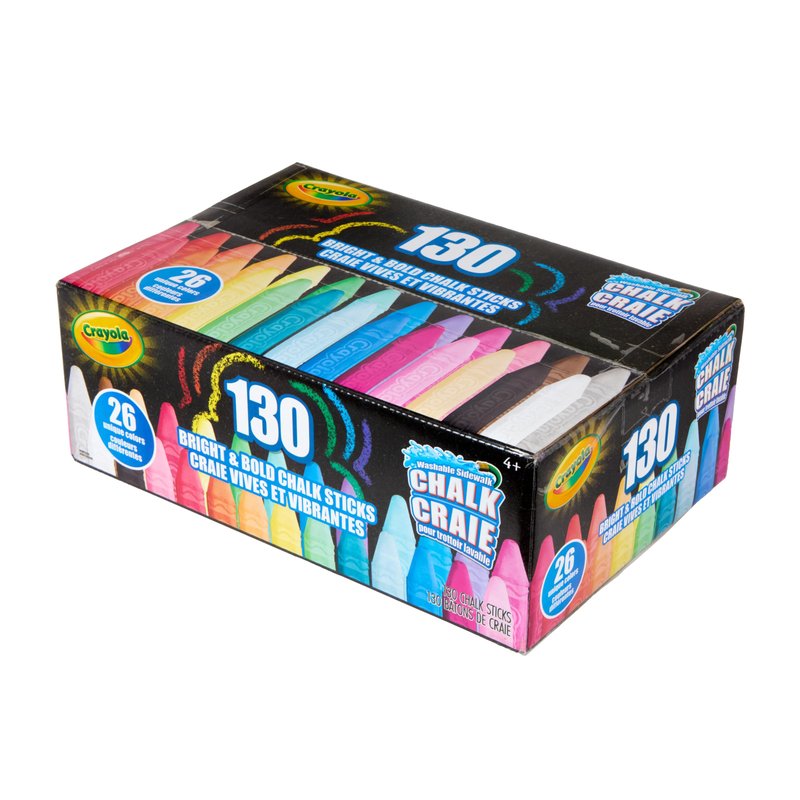Crayola Washable Outdoor Sidewalk Chalk Collection (130ct), Bulk Anti-Roll Chalk Sticks for Kids, Outdoor Toys & Activities, Teacher Appreciation Gifts, Ages 4, 5, 6