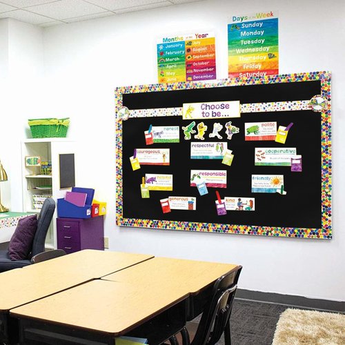 Rsgift Black Bulletin Board Paper Roll 4ft x 15ft, Waterproof Bulletin Board Fabric for Walls, Reusable Bulletin Boards Background Decorations for Classroom, Offices, Crafts & DIY