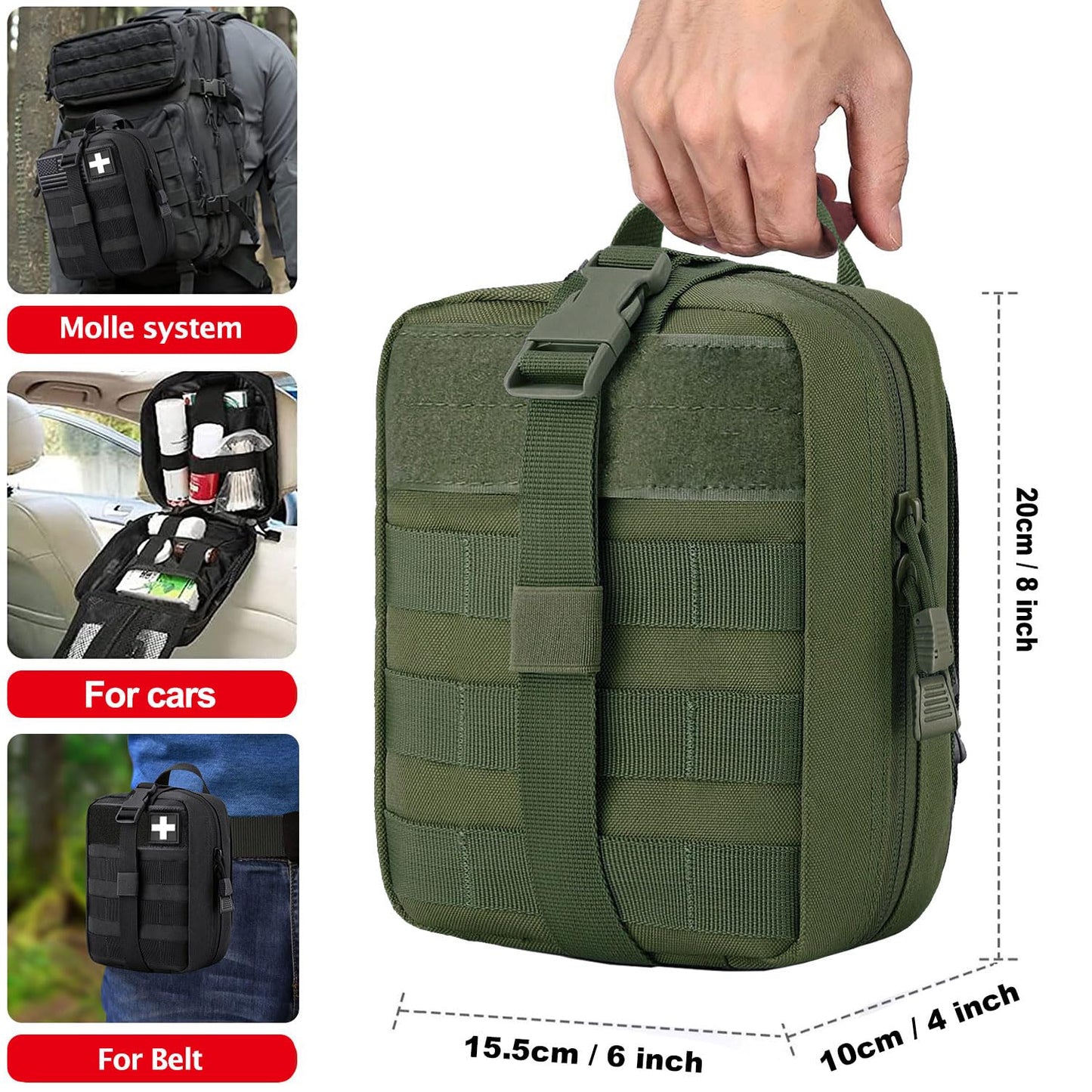 TANSOLE TAN SOLE first aid kit bag empty Molle ifak pouch emt tactical medical pouch med rip away belt pouch small rescue tool pouches (OD)
