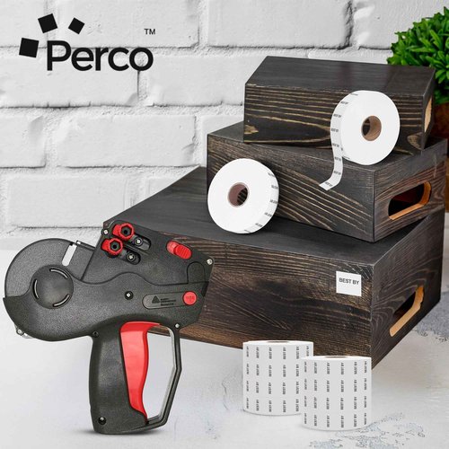 Perco Best by Labels for Monarch 1136 Price Gun - Buy 2 Sleeves Get 1 Free | 24 Rolls, 42,000 Marking Labels - with Bonus Ink Rolls