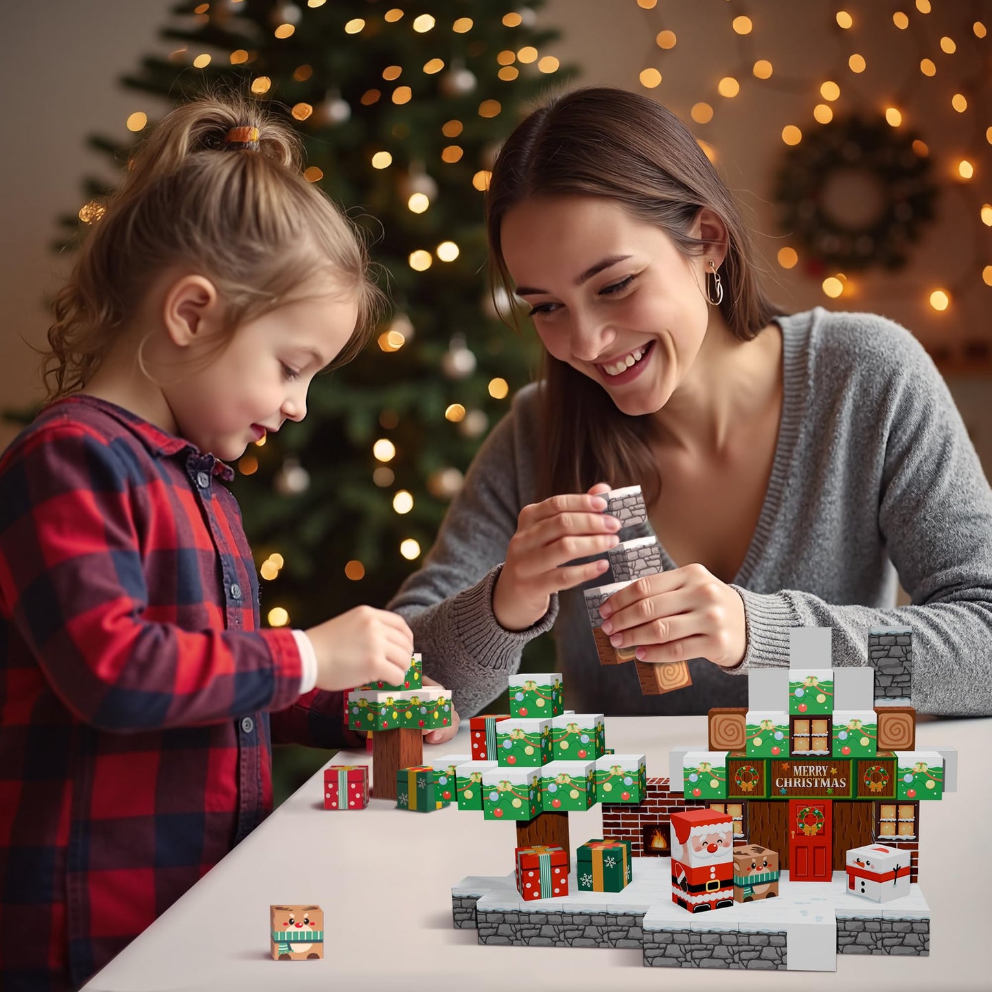 Timetome Magnetic Blocks, 150PCS Magnetic Building Block Cubes, STEM Montessori Sensory Toys for Kids Boys Girls Ages 3 4 5 6 7 8 9 10 (Christmas Version)