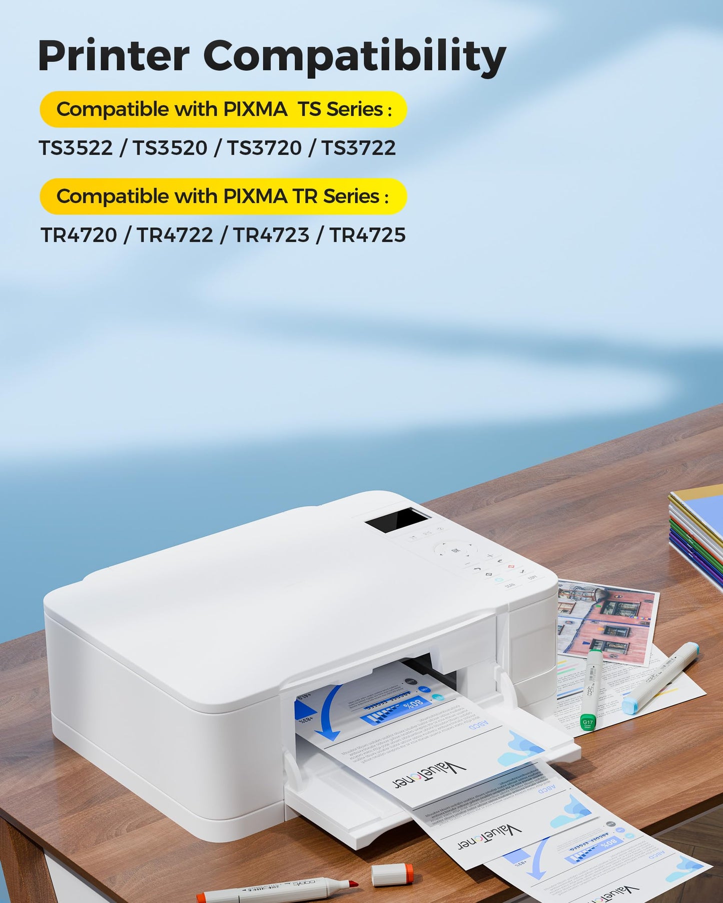 PG-275 XL/CL-276 XL for Canon Ink 275 and 276 275XL 276XL for Canon 275 and 276 Ink Cartridges Work with Pixma TR4720 TS3720 TS3522 TR4722 TS3722 TS3520 TS3700 TR4723 TS3500 TR4700, 2-Pack