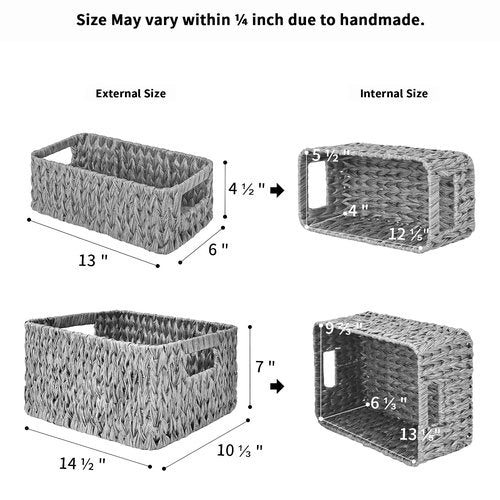 GRANNY SAYS Bundle of 3-Pack Wicker Baskets & 1-Pack Wicker Bathroom Wastebaskets