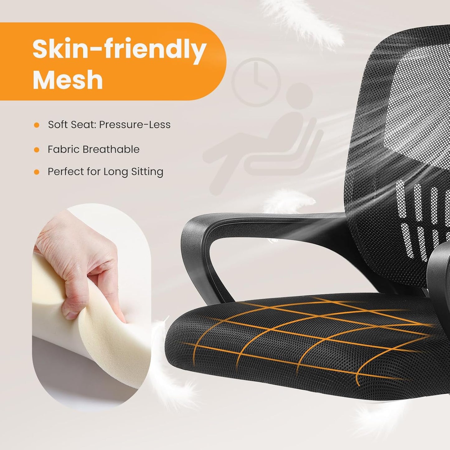 Sweetcrispy Ergonomic Mesh Executive Chair - Adjustable Swivel Mid-Back Design with Lumbar Support | Ideal for Home Office & Study