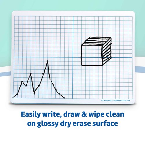 Flipside Products 9" x 12" Two-Sided XY Axis Dry Erase Learning Mat, Flexible, Education Learning, Graph, Economical - 24 Pack