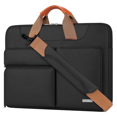 Lacdo 360° Protective Laptop Shoulder Bag, 14 inch Laptop Sleeve Bag for 14 inch New MacBook Pro M5/M4/M3/M2/M1 Chips Pro Max A3434 A3112 A3401 A3185 A2918 A2992 2025-2021 Computer Messenger Bag,Black