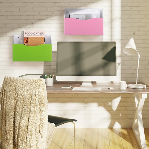 Fuyoooo 12 Pcs Single Pocket File Holder Wall Mount Magazine Holder Bulk Wall Hanging File Organizer with Screw Cardboard Classroom Mailbox Organizer School Office Mail Magazine Letter Paper Folder
