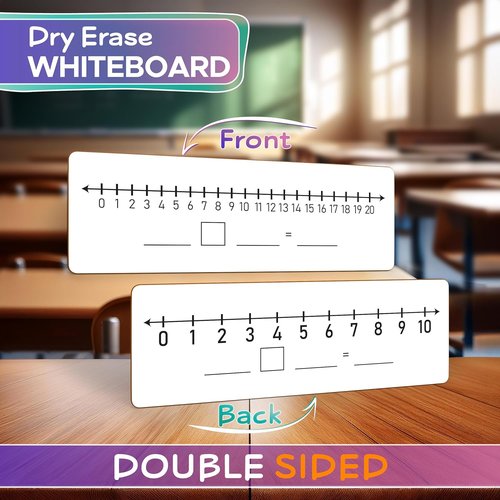 SCRIBBLEDO Dry Erase Number Line Board - Double-Sided 4”x12” Whiteboard for Math Learning | 0-10 & 0-20 Number Lines