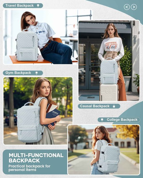 Travel Vacuum Storage Backpack with Air Pump Vacuum Seal Compression Space Saver Bags Clothing Vacpack 18x14x8 inches Travel Bag Carry on Personal item Laptop Work Backpacks Women LightBlue