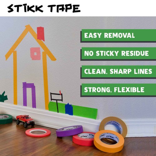 STIKK Painters Tape - 36 Roll Case Green Painter Tape - 1 inch x 60 Yards - Paint Tape for Painting, Edges, Trim, Ceilings - Masking Tape for DIY Paint Projects - Residue-Free Painting Tape
