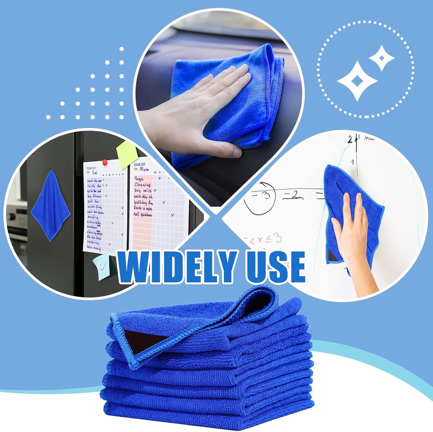 Zopeal Microfiber Dry Erase Board Cleaning Cloth - 8 Pack Washable Whiteboard Erasers | 10'' x 9.25'' Blue