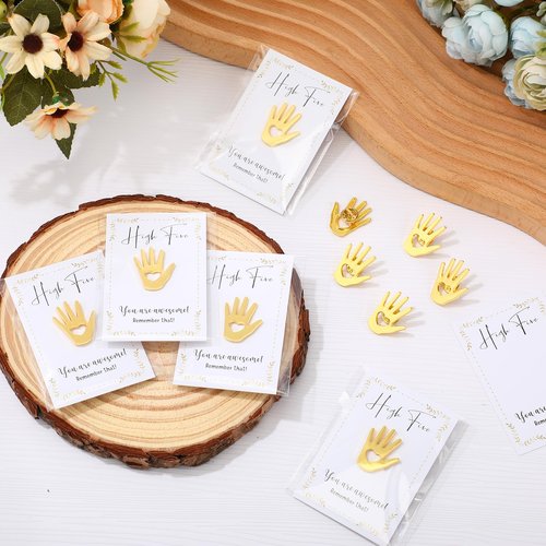 Foilswirl 60 Sets Employee Appreciation Gifts Bulk Gold Hands Lapel Pins with Inspirational Cards and Opp Bags Volunteer Motivational Pin Recognition Gifts for Teacher Nurse Team Staff Social Worker