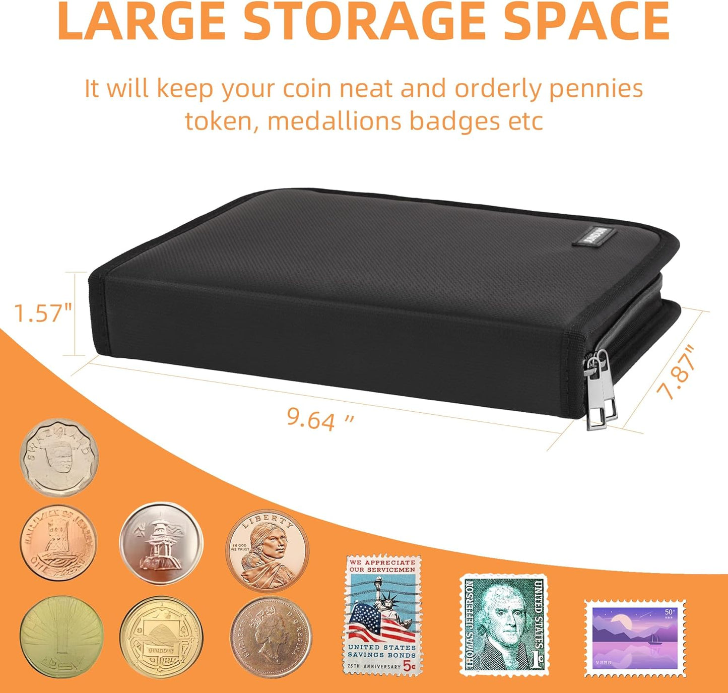 Skiennix Coin Collection Book - Fireproof 260-Pocket Organizer for 20-38mm Coins | Black Album