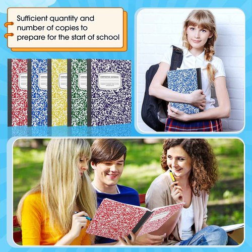 Fainne 60 Pack B5 Composition Notebooks Bulk 7.5 x 9.75'' College Ruled Composition Notebooks 50 Sheets (100 pages) Marble Covers Notebook for School Classroom Office Supplies(Multicolor)