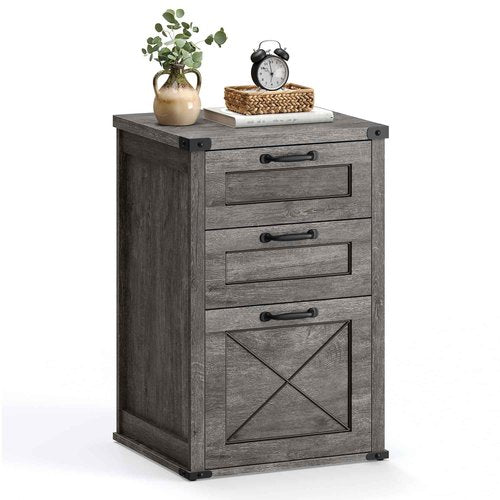 VASAGLE File Cabinet, Filing Cabinet with 3 Drawers, Printer Stand, Fit A4, Letter Size, Hanging File Folders, Modern Farmhouse Style, for Home Office, Misty Gray UOFC054G01