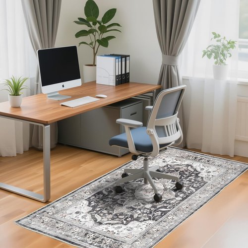 Large Office Chair Mat Desk Chair Mat for Hardwood Floor, Easy Glide for Office Home Gaming for Tile Floor,Large Floor Protector Rug,Anti-Slip, Chenille Three-Layer Material (Brown, 48x60)