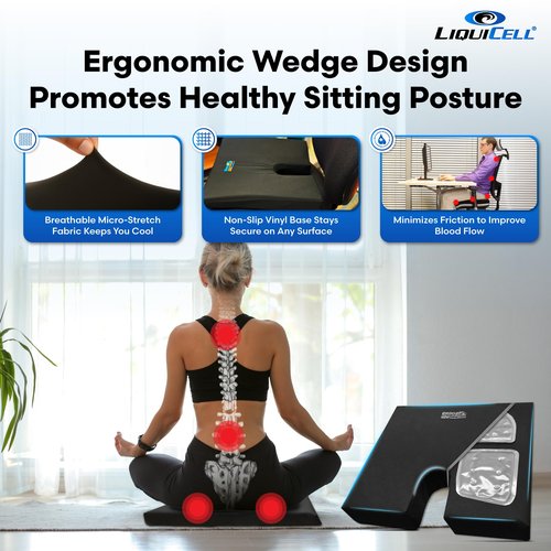 ERGO21 LiquiCell Coccyx Seat Cushion, Aid for Tailbone Pain Relief, Sciatica Pain, Back Support | Donut Like Butt Pillow for Long Hours Sitting at Home/Office Chair (20" W x 18" L x 2.5" H)