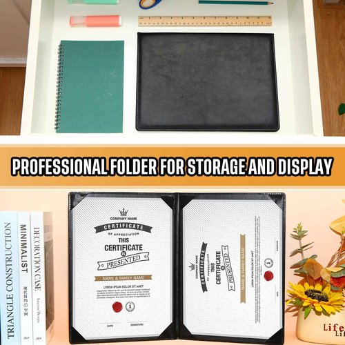 Tenare 20 Pcs Leather Certificate Holder 8.5 x 11 Inch PU Black Red Blue Purple Phd Bachelor Master Diploma Cover Professional Award Folder for Official Graduation Competition Contest Charity (Black)