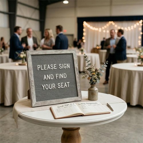 C CRYSTAL Lemon Felt Letter Board - 10x10 Inch Rustic Gray Design with 336 Changeable Letters & Symbols