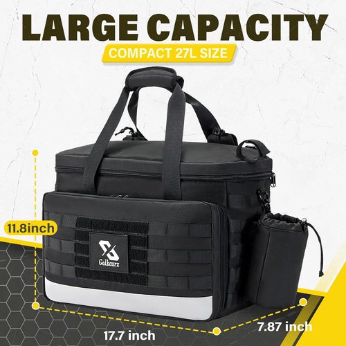 Golkcurx Patrol Bag - Law Enforcement Gear Bag with MOLLE System & Cup Holders | Vehicle Organizer
