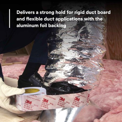3M Venture Tape UL181A-P Aluminum Foil Tape 1581A, Rigid and Flexible Duct Seaming, Durable, Cold Weather Adhesion, 2.5 in x 60 yd, 2 mil (Pack of 1)