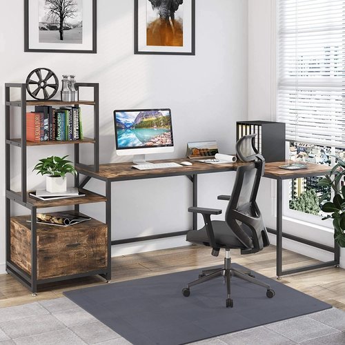 NeuType Glass Chair Mat, Tempered Glass Office Chair Mat for Carpet or Hardwood Floor - Effortless Rolling, Easy to Clean, Best for Your Home or Office Floor (46" x 53" x 1/5", Grey)