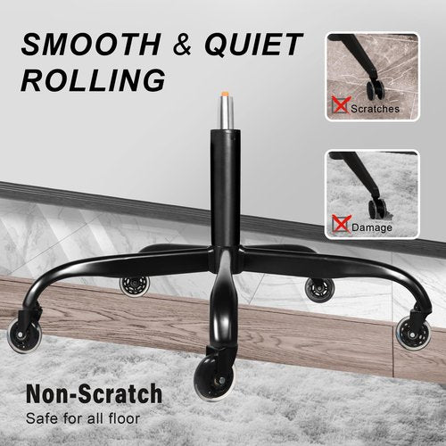 Frassie 28 Inch Office Chair Metal Base Replacement Heavy Duty Computer Chair Base Part with 5 Casters 1 Gas Lift Cylinder (Black)