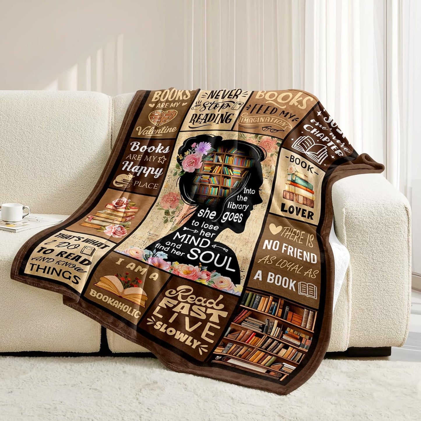 Skiennix Book Lovers Blanket | Cozy Gift for Women & Girls | 50" x 60" Reading Accessory