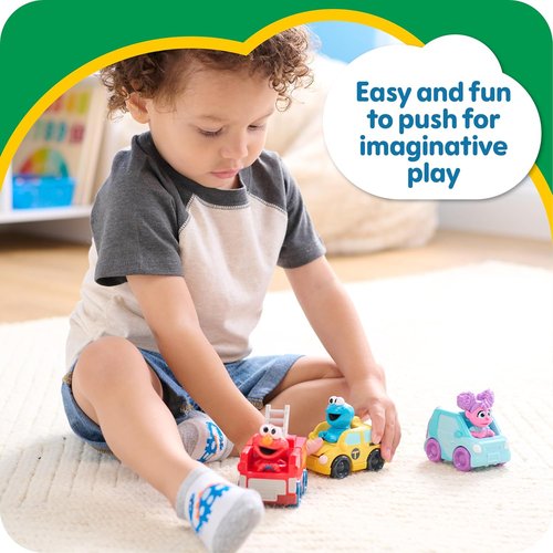 Just Play Sesame Street Twist and Pop Wheelies - 3-Pack Preschool Toy Vehicles for Kids Ages 2+