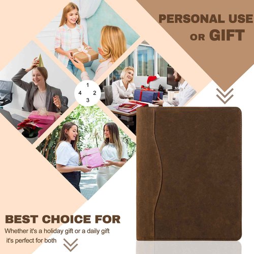 AZXCG Portfolio Binder,Leather Portfolio for Men and Women,Legal Pads Padfolio, Resume Folder with Card Holder,Professional Business Padfolio for Meetings and Interviews