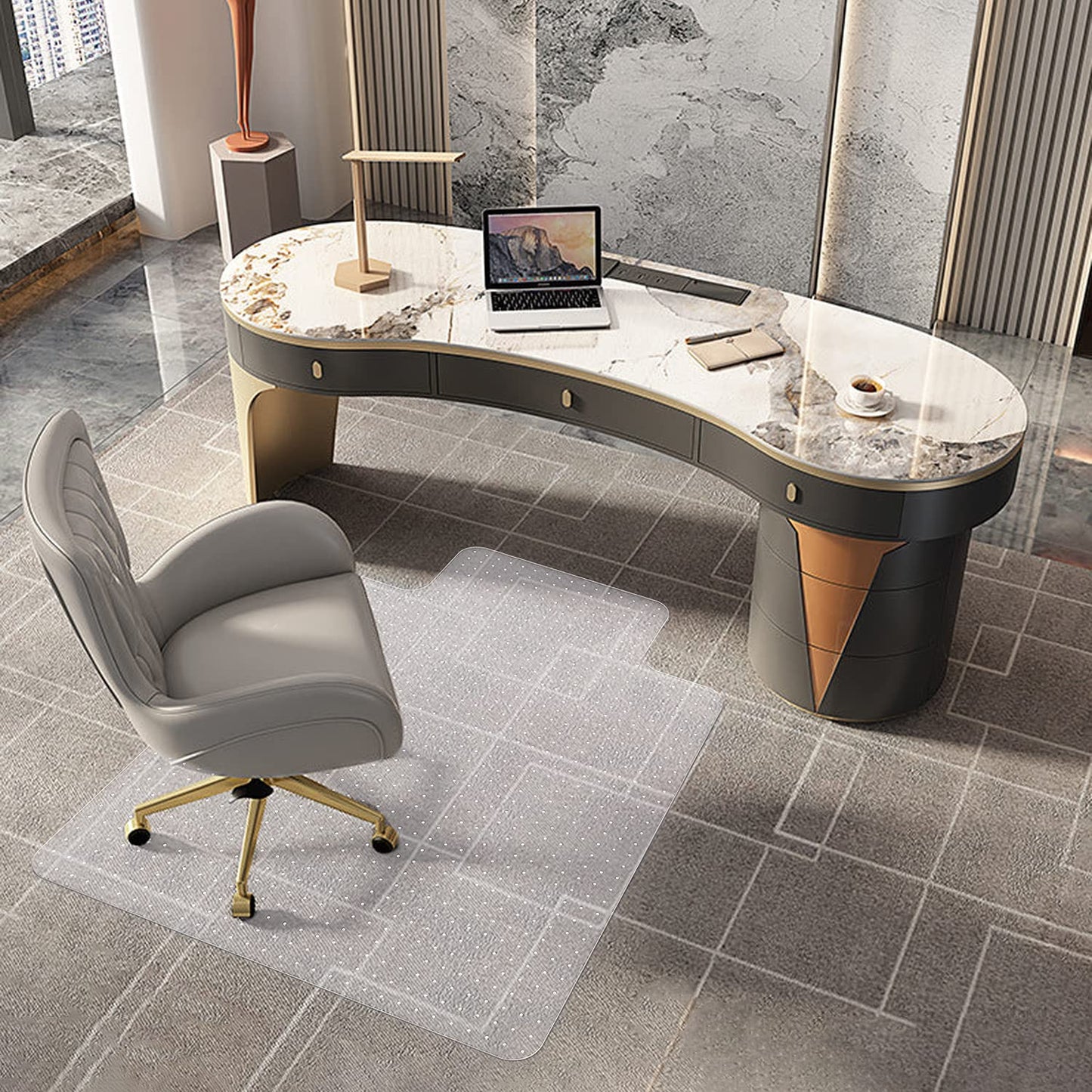 Naturehydro Chair Mat for Carpet - 48" x 36" Clear Plastic Floor Mat for Low Pile Carpet, Easy Glide Rolling Computer Desk Mats for Carpeted Floors, BPA and Phthalates Free (with Lip)