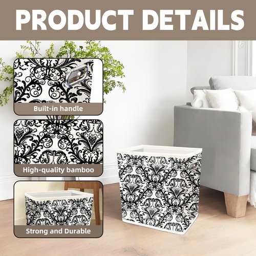 4.5 Gallon Bamboo Basket, Cute Toilet Paper Storage, Decorative Magazine Basket, Holder, Organizer, for Pantry, Office, Bedroom, Bathroom, Dorm, Living Room, Cabinet, Kitchen