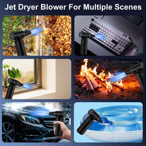 Compressed Air Duster,Electric Air Duster for PC/Keyboard Cleaning Kit,3 Gear Adjustable 300000 RPM Cordless Jet Dry Blower Air Blower for Car,Computer Duster for Cleaning（Ultimate,Inky Gray）