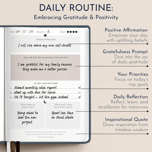 Gratitude Journal by Premium – 6-Month Guided Daily Prompts & Habit Tracker | Hardcover, 249 Pages, Lay Flat, 100gsm Paper – Ideal Mindfulness Gift for Men