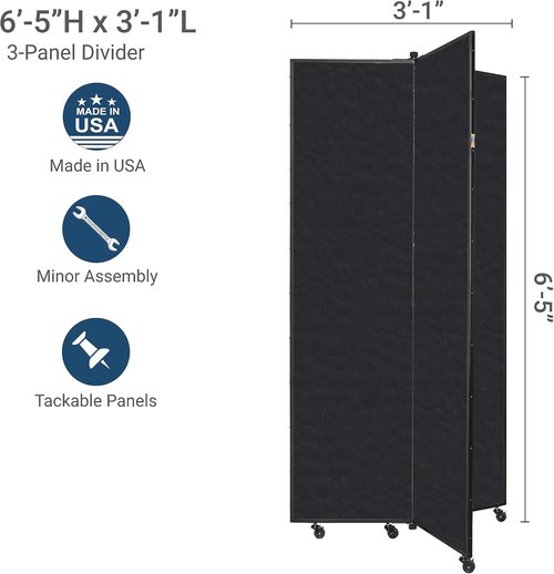 Display Towers - Portable Art Display Panels with Tackable Surface | 6'5" H x 3'1" W - Select Grey Fabric