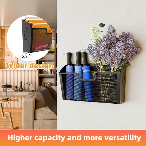 Simple Trending 6 Pack Wall File Organizer, Vertical Mounted File Folder Binder Holder Hanging Basket Mail Organizer for Office, Home and School,Black