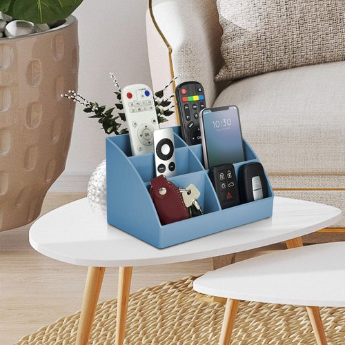 Acrimet Desktop Organizer - Easy Organizer Caddy Holder for Office, Home and School use (Plastic) (Solid Blue Color)