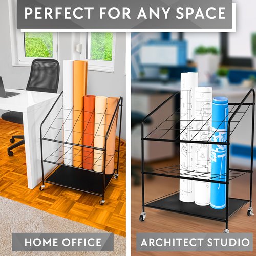ElegLuxe Blueprint Holder Storage Organizer - Blueprint Storage Rack with 20 Compartments - Blue Print Storage Organizer for Posters, Maps, Papers