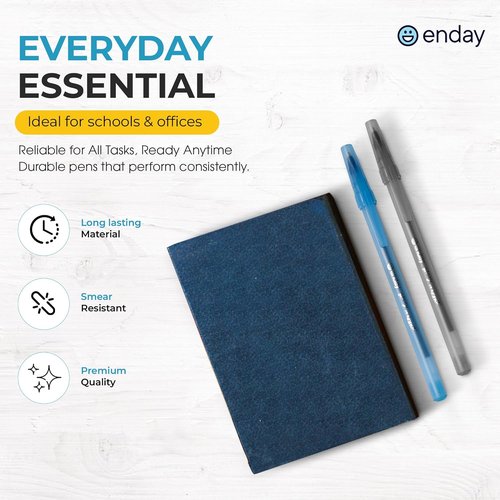 Enday Ballpoint Pens - 60 Pack with 30 Blue & 30 Black | Medium Point 1.0mm for Smooth Writing & Comfort