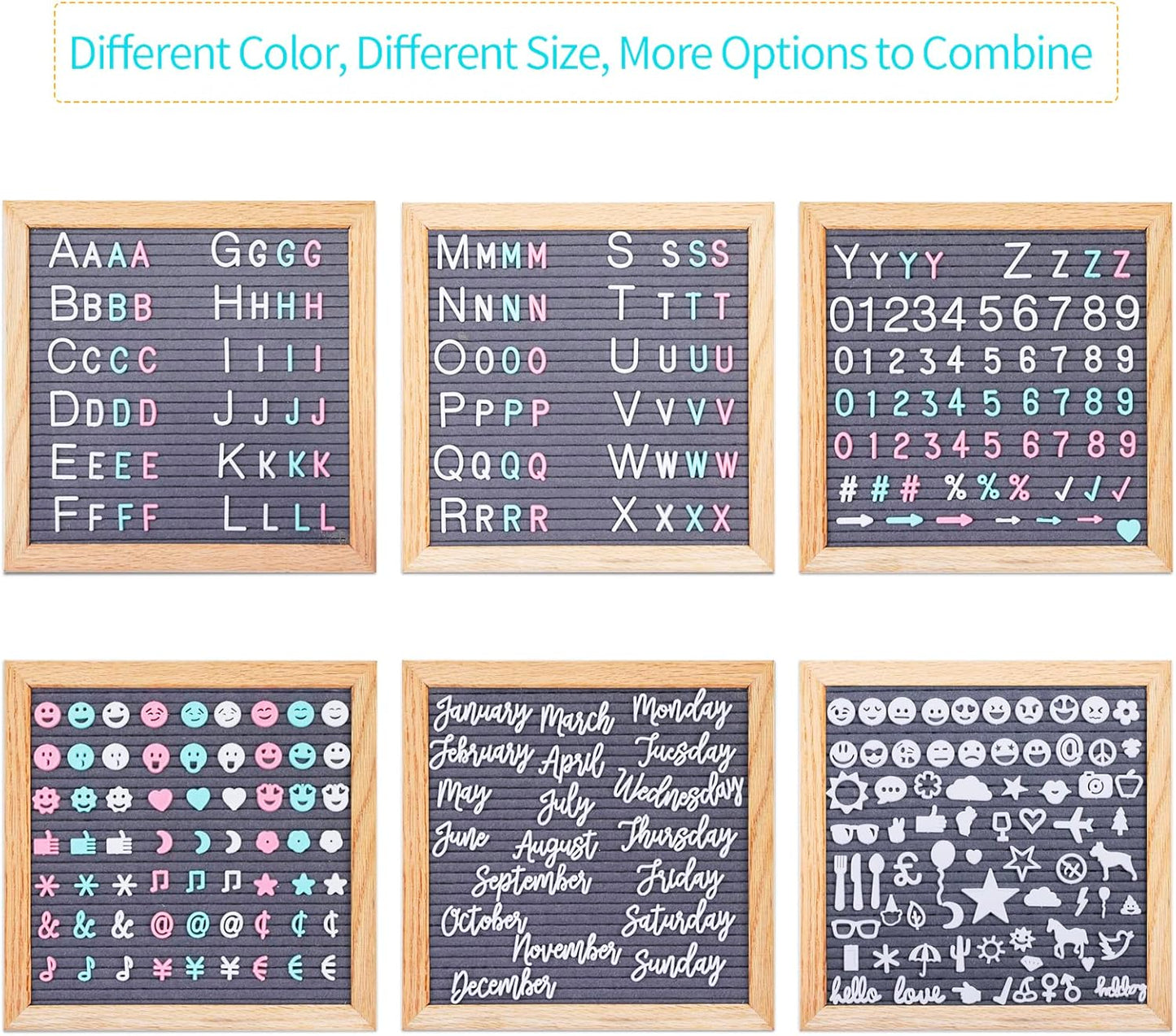 Skiennix Felt Letter Board - 10x10 Inch Message Board with 805 Changeable Letters & Gift Box | Gray