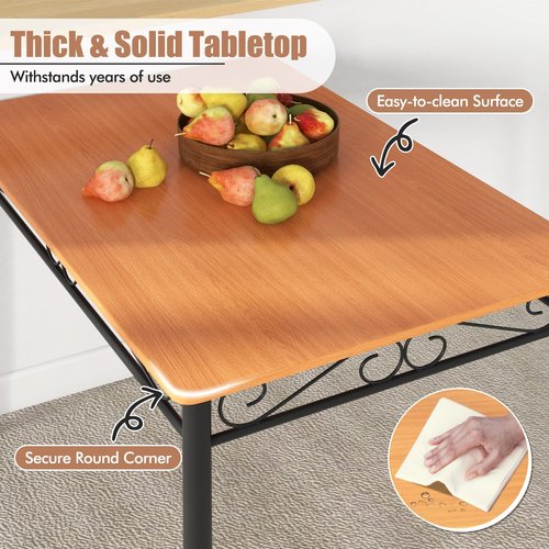 Giantex 5-Piece Dining Set, Modern Rectangular Dining Table & Upholstered Chair, Space-Saving Dinette Set for Dinner, Restaurant, Kitchen Dining Room Furniture for 4, Orange