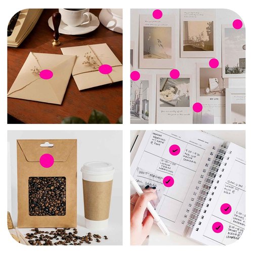 PARLAIM 1 Inch Round Color-Code Dot Stickers,10000per/10 Rolls dots Label Dispenser Box, Fluorescent Pink Circle Stickers Label for Office Home(Fluorescent Pink)