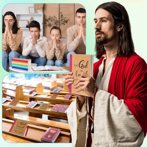 Resurhang 60 Sets Christmas Christian Notebook and Pen Thanksgiving Gift Set Bulk A5 Composition Journal Bible Verse Pen Religious Lined Notepad Scripture Notepad for Teacher Church Sunday (Rainbow)