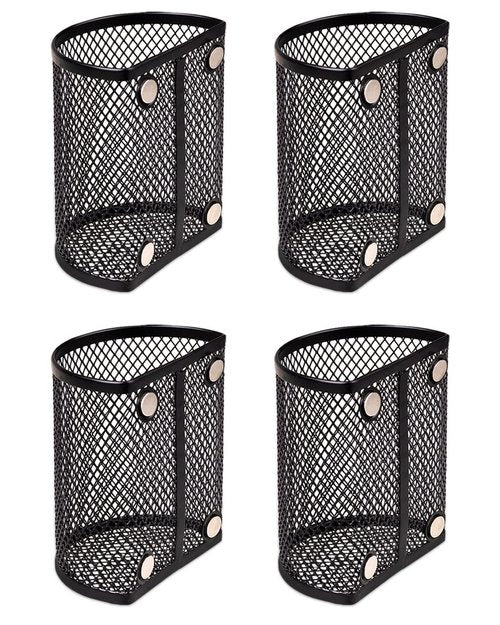 QYH Magnetic Pen Holder 4 Pack Pencil Locker Organizer Accessories for School and Office, Black