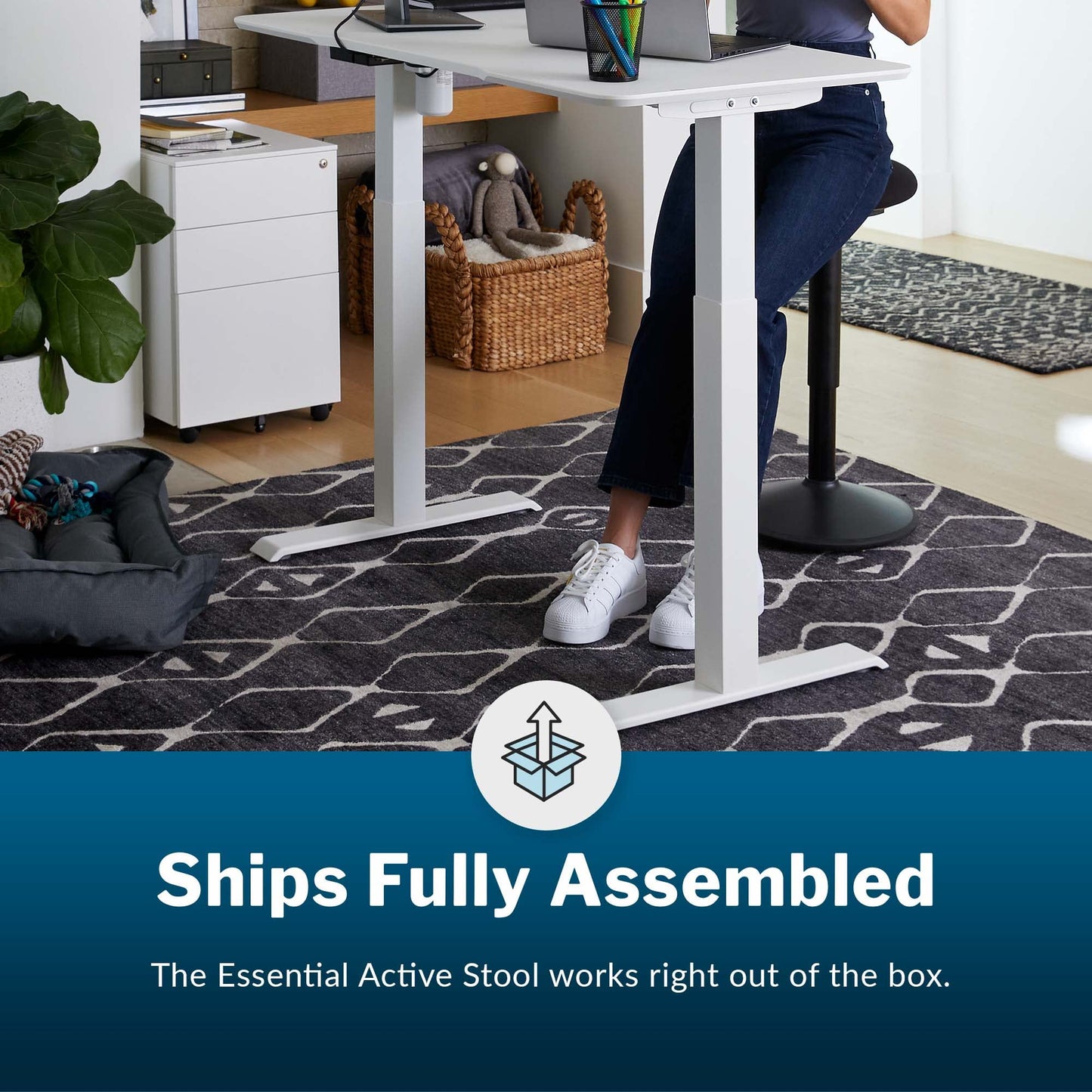 Vari Essential Active Stool - Ergonomic Wobble Chair with 360-Degree Motion - Active Stools with Memory Foam Seat Cushion, Lightweight & Flexible - Fully Assembled - Adjustable Standing Desk Chair