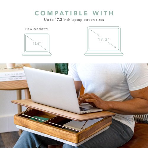 ROSSIE Home Acacia Wood Easel Lap Desk with Storage - Natural - Fits up to 17.3 Inch Laptops - Style No. 76516
